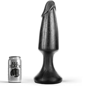 Giant semi-realistic plug 35 cm, 9 cm diameter, black, front view