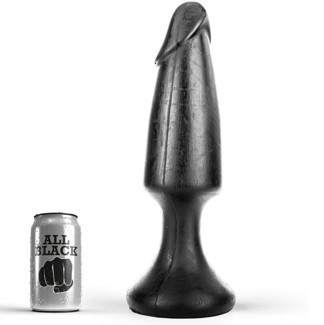 Giant semi-realistic plug 35 cm, 9 cm diameter, black, front view