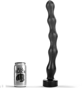 Chapelet anal 5 boules ondulées 41,5 cm en PVC noir 41.5 cm vu de face