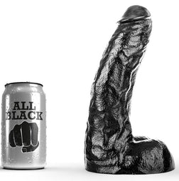Gode réaliste XL noir ultra-texturé — 25,5 cm en TPE noir avec base ventouse plate