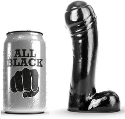 Compact Black Dildo with Testicles, 15 cm