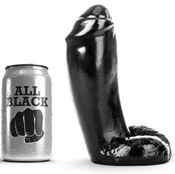 Dicker glatter ALL-BLACK-Dildo aus schwarzem PVC, 18 cm, ohne Saugnapf