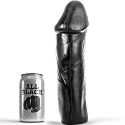 Gode noir All Black en PVC, 28 cm, sans testicules.