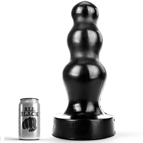 Plug anal Plug géant 3 bulbes empilés 38 cm diamètre 12 cm noir vu de face