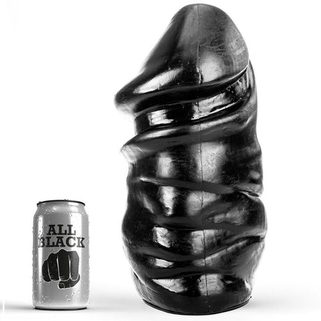 Giant Black Ribbed Dildo — 32 cm × 17 cm — front view