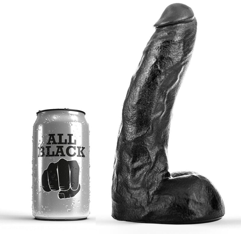 Gode réaliste épais 22 cm diamètre fin avec testicules · All Black · Godes Réalistes