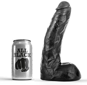 Gode réaliste épais 22 cm diamètre fin avec testicules · All Black · Godes Réalistes