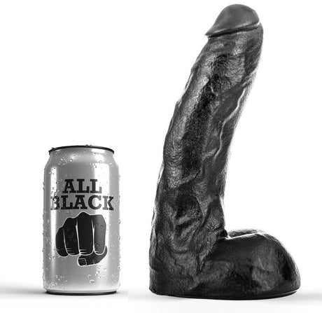 Gode réaliste épais 22 cm diamètre fin avec testicules · All Black · Godes Réalistes