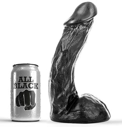 Gode réaliste noir veiné avec testicules 23 cm pour homme
