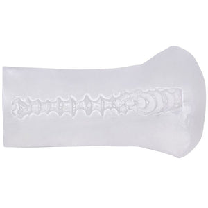 Masturbateur souple transparent ouvert — vue de profil