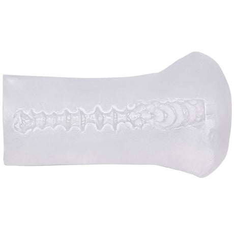 Masturbateur souple transparent ouvert — vue de profil