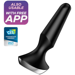 Satisfyer Plug-ilicious 2 prostate massager in black silicone, 13.5 cm, for intimate pleasure.