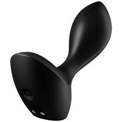 Plug anal Satisfyer Plug vibrant souple connecté 12 modes noir — Backdoor Lover en Silicone noir 11.4 cm vu de face