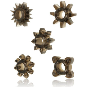 OHMAMA LOT DE 5 ANNEAUX TESTICULES ET PENIS EN SILICONE