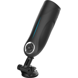 Jouet sexuel automatique Milker noir avec base ventouse sur fond blanc