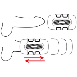 Schéma technique montrant l'utilisation du masturbateur double entrée