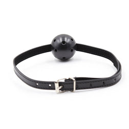 Bâillon boule respirante avec sangle simili cuir noir — vue 2