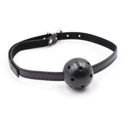 Bâillon boule respirante avec sangle simili cuir noir — vue 4