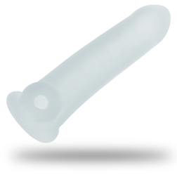 Gaine pénienne Ohmama For Him transparente 10 cm avec anneau testiculaire en silicone