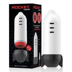 Masturbateur automatique Rocket blanc et noir avec sa boîte de présentation