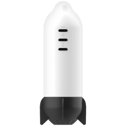 Masturbateur automatique Rocket design fuselé blanc et socle noir