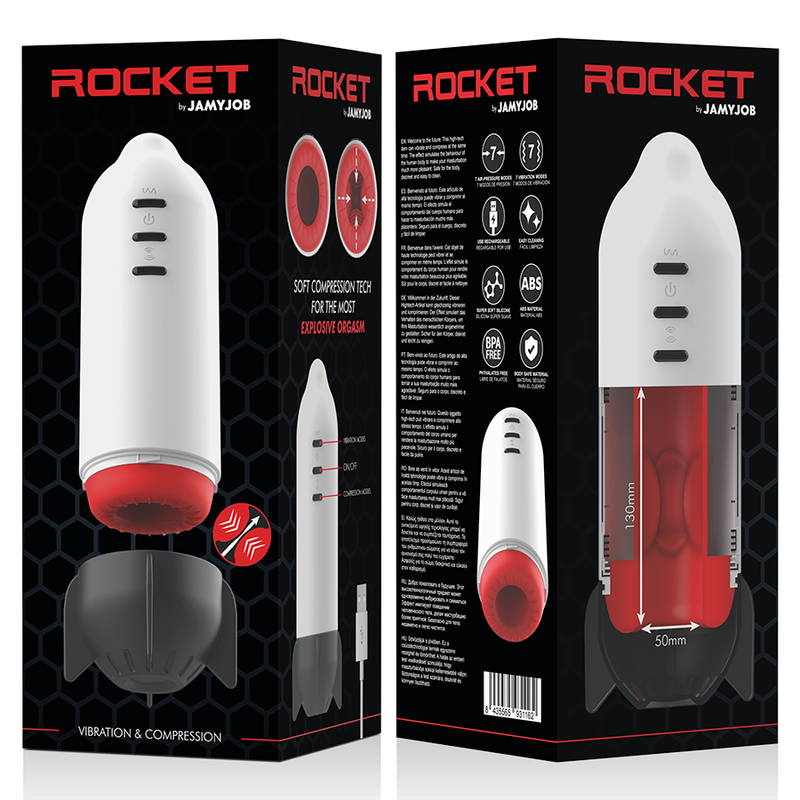 JAMYJOB MASTURBATEUR ROCKET TECHNOLOGIE DE COMPRESSION DOUCE ET VIBRATION