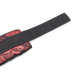Menottes poignets velours noir doublé dentelle rouge — vue 7