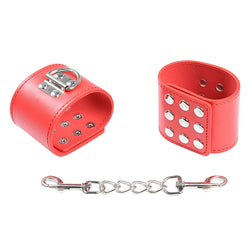 Menottes rouges larges à boutons-pression avec chaîne métal — vue 2