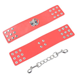 Menottes rouges larges à boutons-pression avec chaîne métal — vue 3