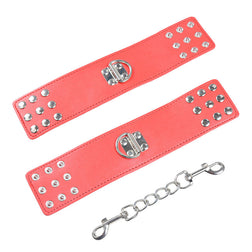 Menottes rouges larges à boutons-pression avec chaîne métal — vue 4