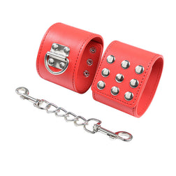 Menottes rouges larges à boutons-pression avec chaîne métal — vue 6