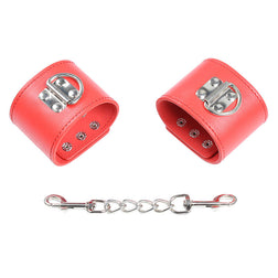 Menottes rouges larges à boutons-pression avec chaîne métal — vue 8