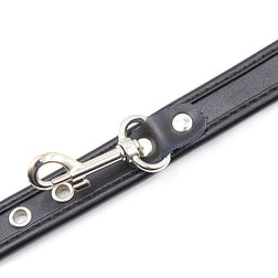Menottes simili cuir noir fines avec mousqueton — vue 8