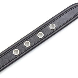 Menottes simili cuir noir fines avec mousqueton — vue 9