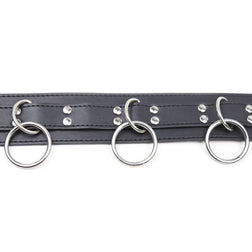 Collier soumission simili cuir 3 D-rings avec laisse chaîne — vue 5