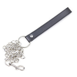 Collier soumission simili cuir 3 D-rings avec laisse chaîne — vue 7