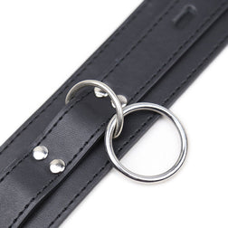 Collier soumission simili cuir 3 D-rings avec laisse chaîne — vue 2