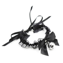 Choker sissy dentelle nœud satin et clochette — vue 3