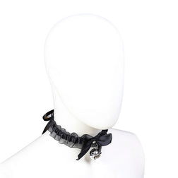 Choker sissy dentelle nœud satin et clochette — vue 8