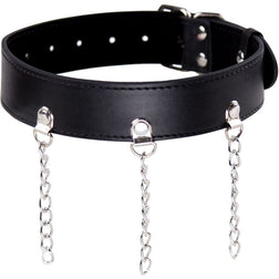 Collier BDSM simili cuir 3 anneaux avec chaînes