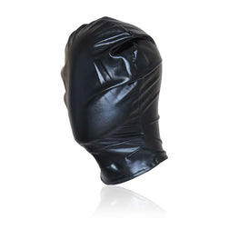 Cagoule BDSM wetlook sans ouverture — privation sensorielle — vue de face