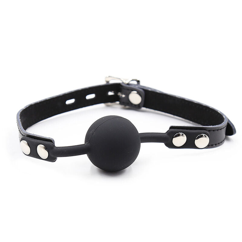 OHMAMA FETISH BAILLON BALLE EN SILICONE AVEC CEINTURE EN CUIR CADENAS INCLUS
