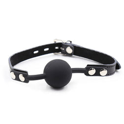 Bâillon boule silicone avec ceinture cuir et cadenas inclus — vue 2