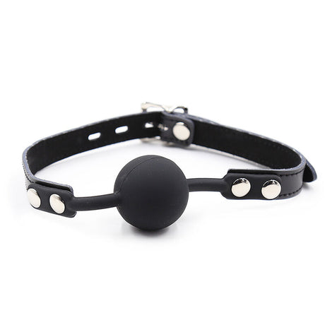 OHMAMA FETISH BAILLON BALLE EN SILICONE AVEC CEINTURE EN CUIR CADENAS INCLUS