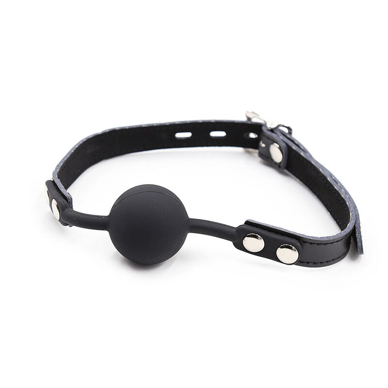 OHMAMA FETISH BAILLON BALLE EN SILICONE AVEC CEINTURE EN CUIR CADENAS INCLUS