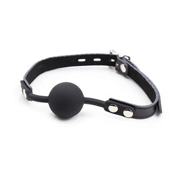 Bâillon boule silicone avec ceinture cuir et cadenas inclus — vue 3