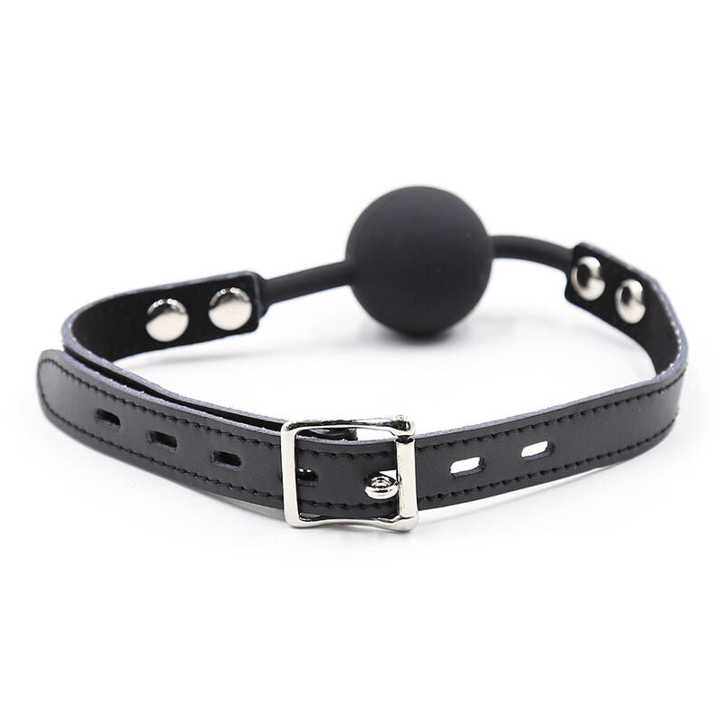 OHMAMA FETISH BAILLON BALLE EN SILICONE AVEC CEINTURE EN CUIR CADENAS INCLUS