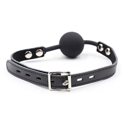 Bâillon boule silicone avec ceinture cuir et cadenas inclus — vue 4