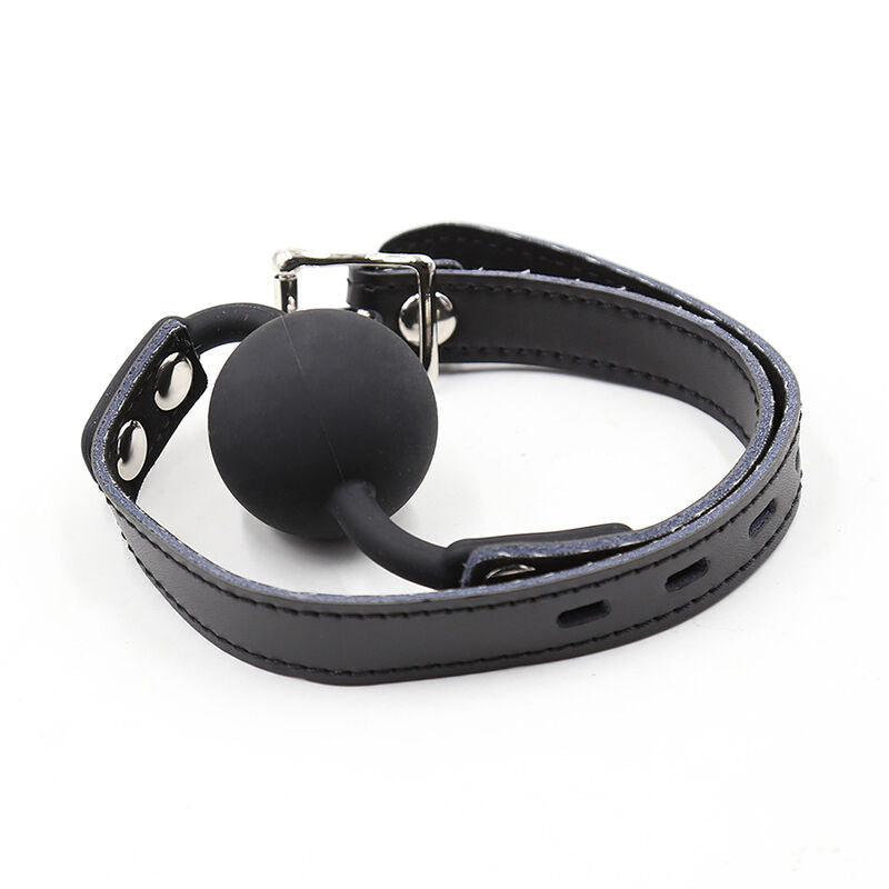OHMAMA FETISH BAILLON BALLE EN SILICONE AVEC CEINTURE EN CUIR CADENAS INCLUS