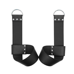 Harnais Manchettes bondage poignet ou cheville avec D-ring haut en Cuir végan noir vu de face